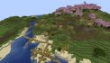 “Island with Village and Cherry Biome” Seed image 1